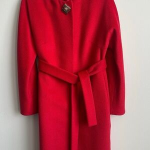 EURYDIKE DAS MODELLHAUS Elegant Red Wool Women's Coat Euro 46 Medium Size